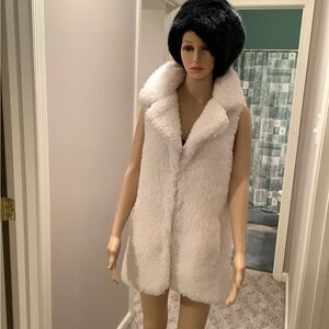 New Directions White Faux Fur Sherpa Teddy Vest Size S/M